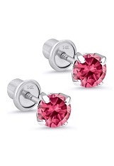 elegant white gold round basket baby June birthstone earrings